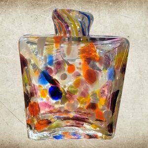 Multi-Color Confetti Glass Vase/Jar Murano STYLE  3" X  2.5"